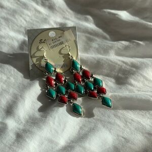 Red and Green Dangle Earrings